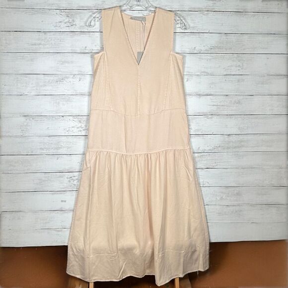 EVERLANE The Tencel™ V-Neck Midi Dress w/ Pockets XS NWT $168 - Picture 2 of 11